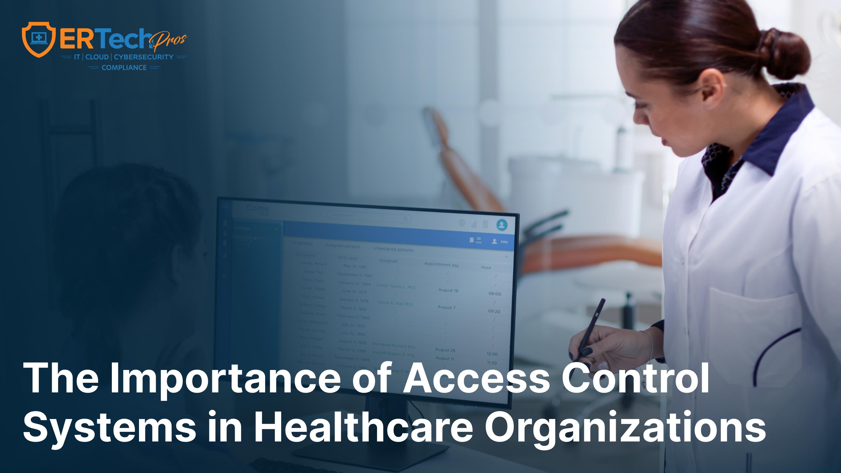 Illustration showing access control systems protecting patient data in healthcare organizations