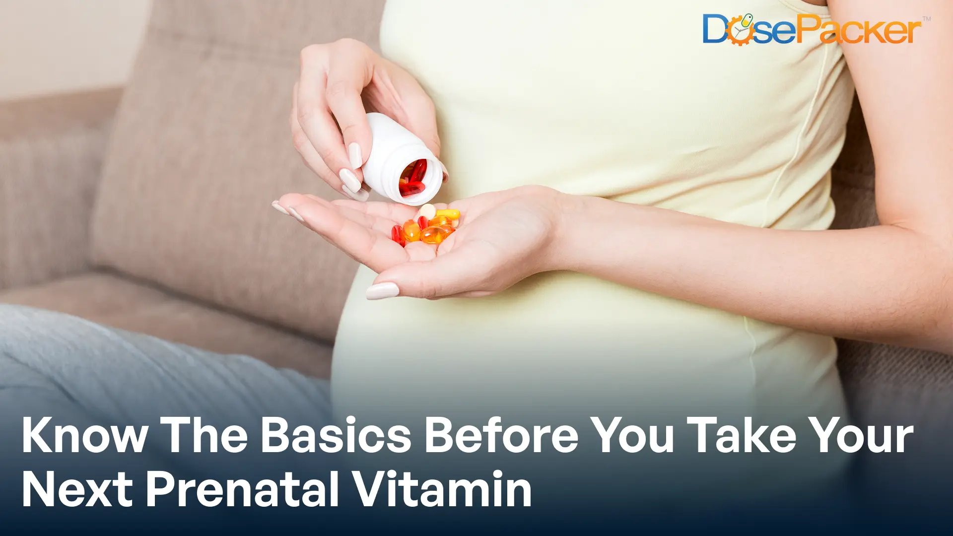 Expecting mother taking prenatal vitamins as part of her daily pregnancy routine. 