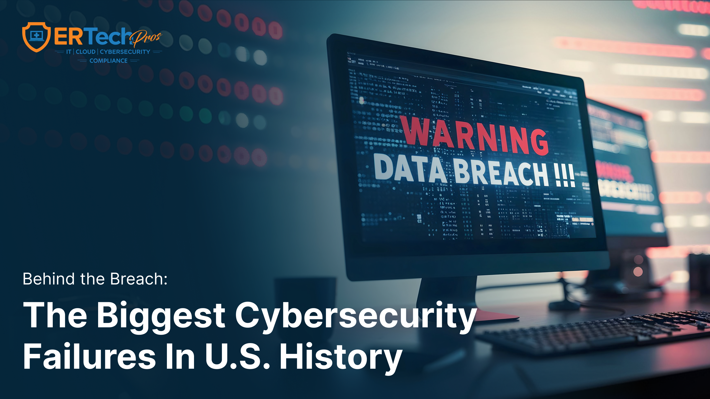 Cybersecurity analyst reviewing major data breach statistics and investigating cybersecurity attacks affecting businesses.