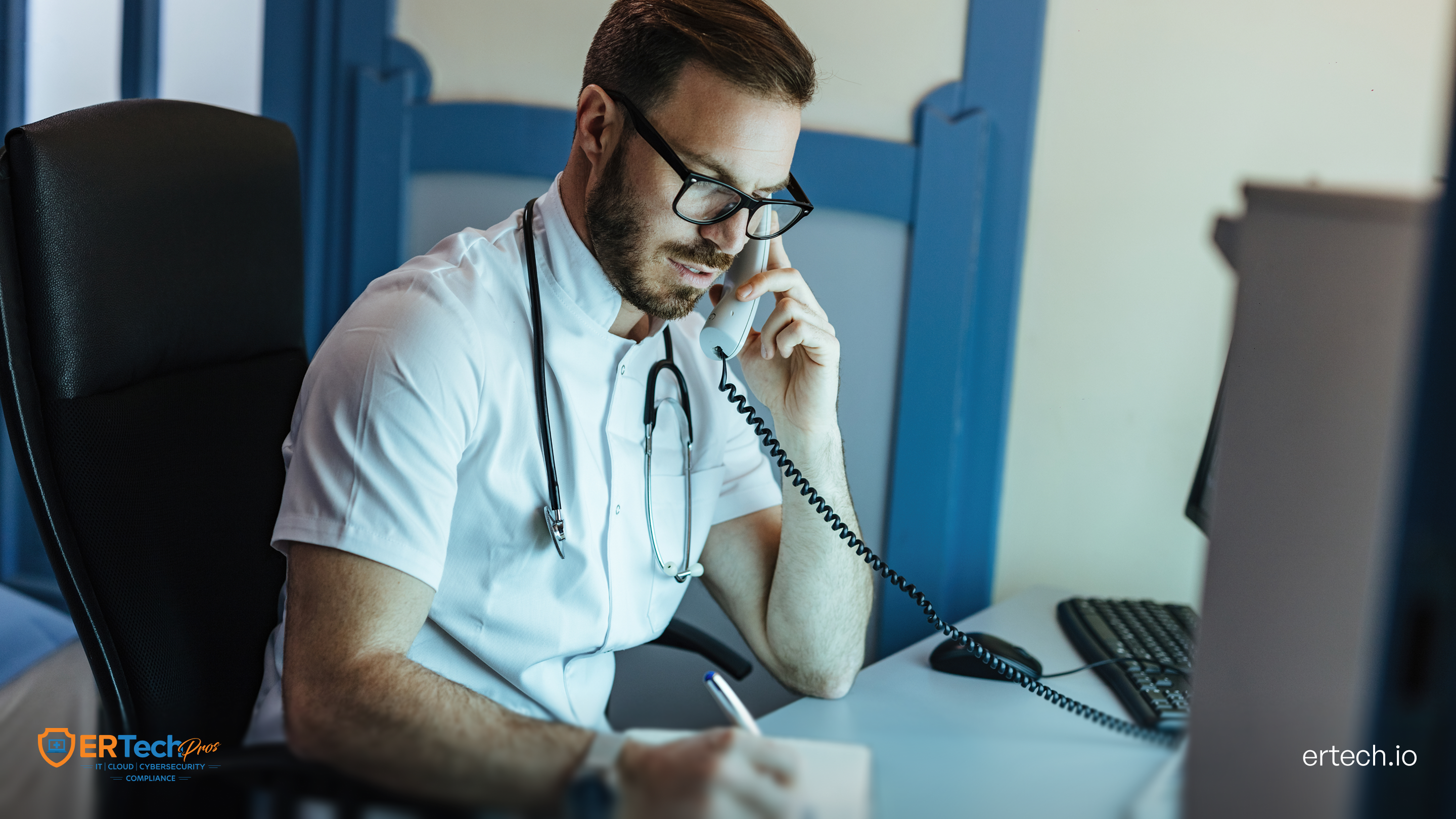 A healthcare specialist reviewing VoIP service providers.