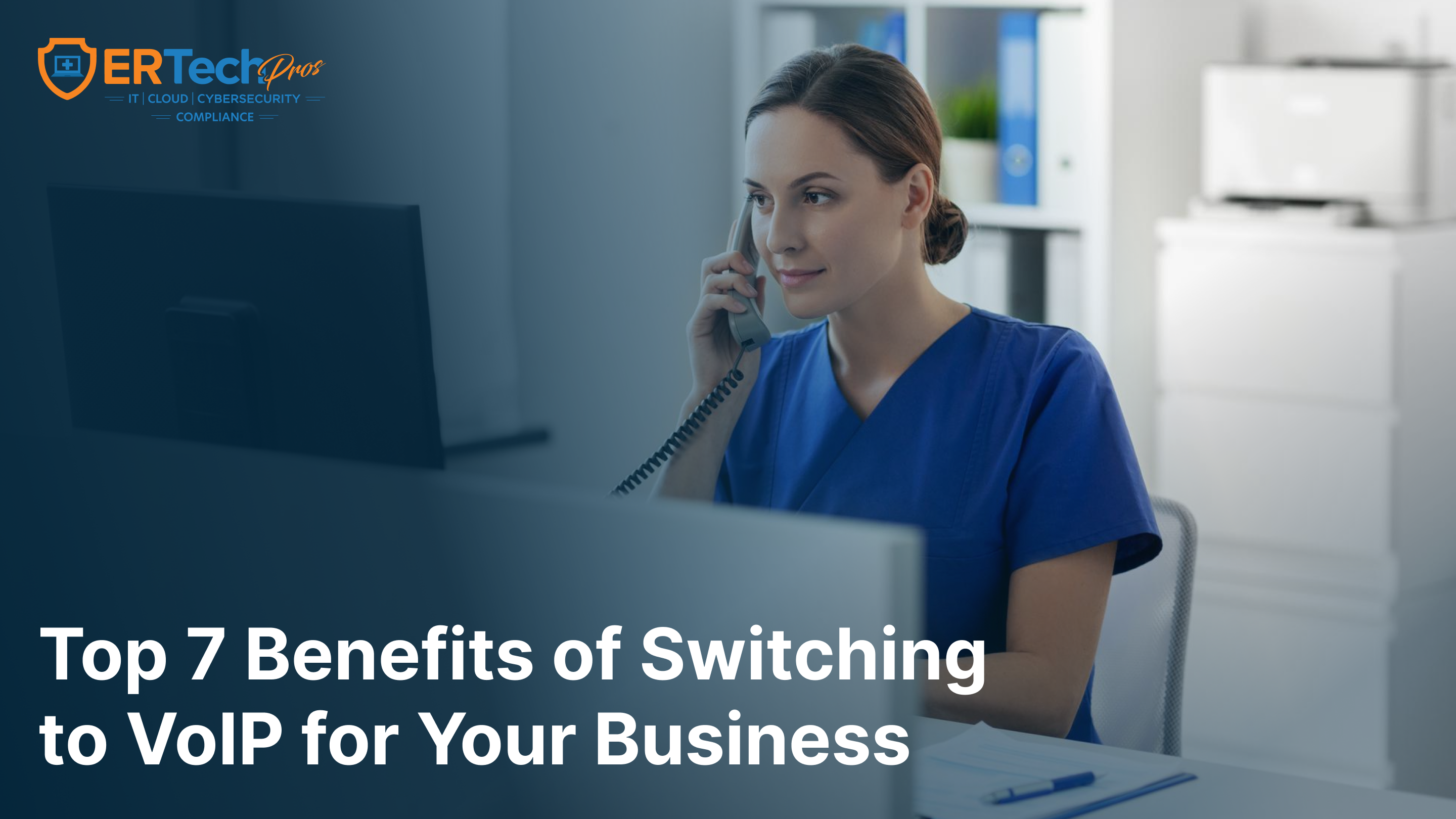 Office staff members use VoIP for business calls, showcasing its flexibility and convenience for modern offices.